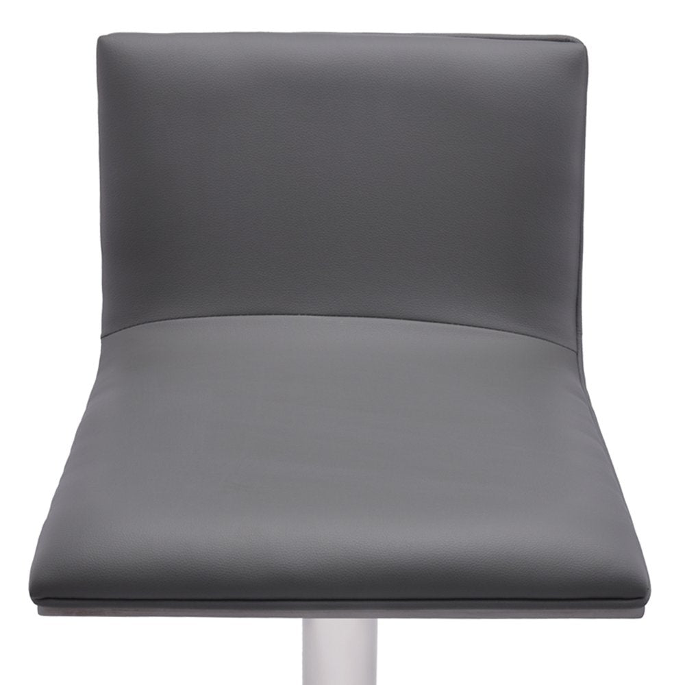 21" Gray And Silver Fabric And Iron Backless Adjustable Height Swivel Bar Chair HomeRoots
