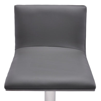 21" Gray And Silver Fabric And Iron Backless Adjustable Height Swivel Bar Chair HomeRoots