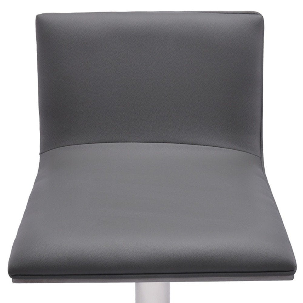 21" Gray And Silver Fabric And Iron Backless Adjustable Height Swivel Bar Chair HomeRoots