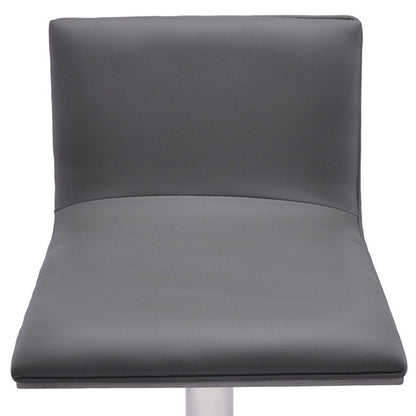 21" Gray And Silver Fabric And Iron Backless Adjustable Height Swivel Bar Chair HomeRoots