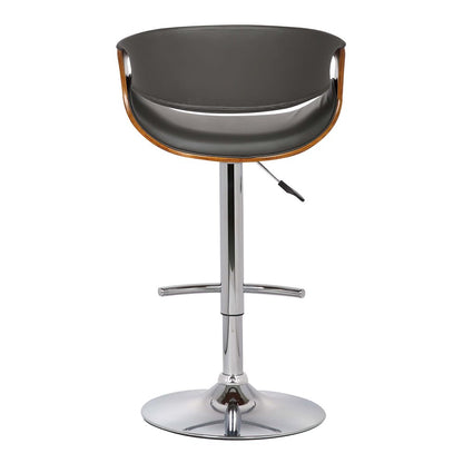 Gray And Silver Fabric And Solid Wood Low Back Adjustable Height Swivel Bar Chair HomeRoots