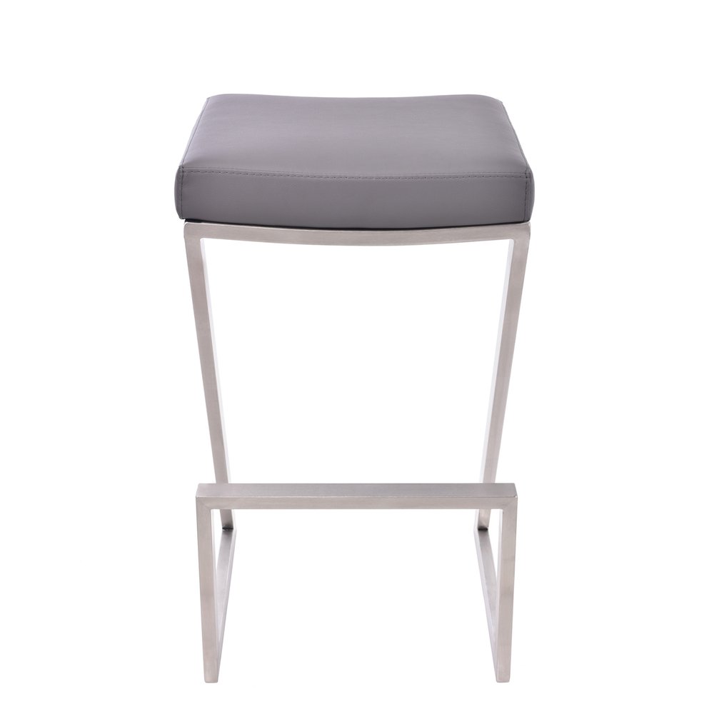 26" Gray And Silver Fabric And Iron Backless Counter Height Bar Chair HomeRoots