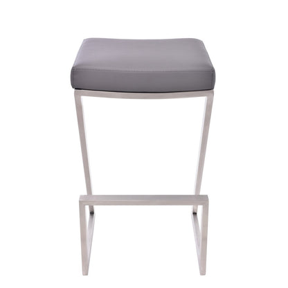 26" Gray And Silver Fabric And Iron Backless Counter Height Bar Chair HomeRoots