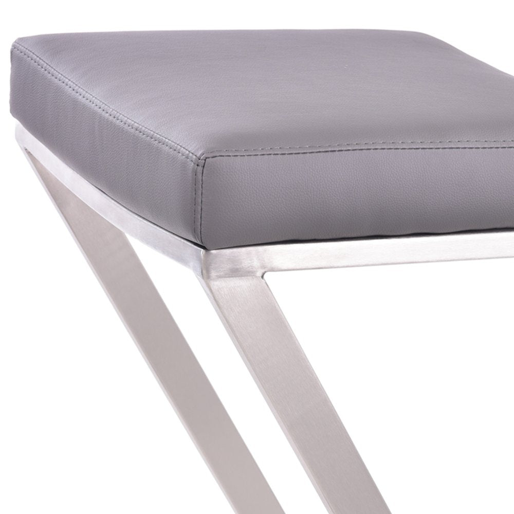 26" Gray And Silver Fabric And Iron Backless Counter Height Bar Chair HomeRoots
