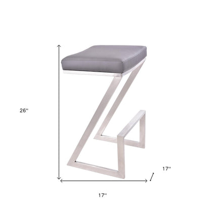 26" Gray And Silver Fabric And Iron Backless Counter Height Bar Chair HomeRoots