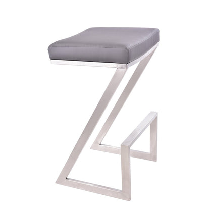 26" Gray And Silver Fabric And Iron Backless Counter Height Bar Chair HomeRoots