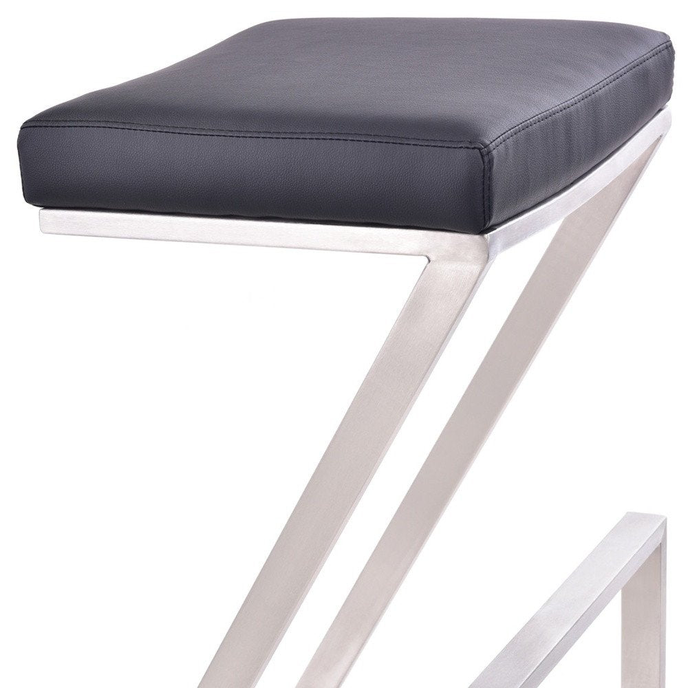 26" Gray And Silver Fabric And Iron Backless Counter Height Bar Chair HomeRoots