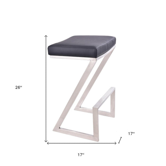 26" Gray And Silver Fabric And Iron Backless Counter Height Bar Chair HomeRoots