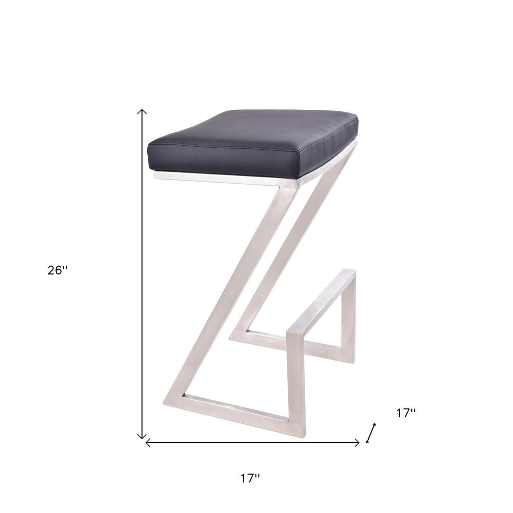 26" Gray And Silver Fabric And Iron Backless Counter Height Bar Chair HomeRoots