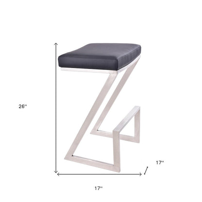 26" Gray And Silver Fabric And Iron Backless Counter Height Bar Chair HomeRoots