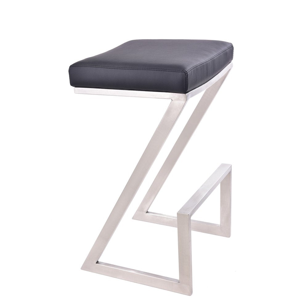 26" Gray And Silver Fabric And Iron Backless Counter Height Bar Chair HomeRoots