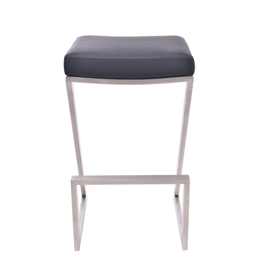 26" Gray And Silver Fabric And Iron Backless Counter Height Bar Chair HomeRoots