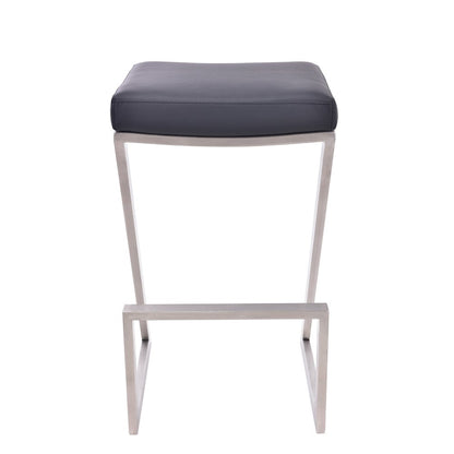 26" Gray And Silver Fabric And Iron Backless Counter Height Bar Chair HomeRoots