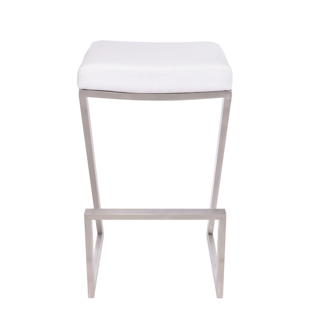 26" White And Silver Fabric And Iron Backless Counter Height Bar Chair HomeRoots