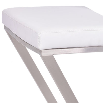 26" White And Silver Fabric And Iron Backless Counter Height Bar Chair HomeRoots