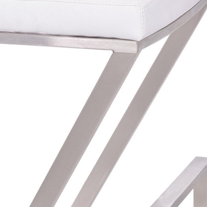 26" White And Silver Fabric And Iron Backless Counter Height Bar Chair HomeRoots