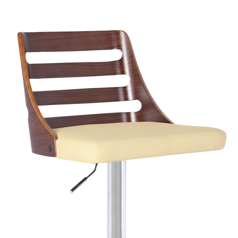 Cream And Silver Fabric And Iron Low Back Adjustable Height Bar Chair HomeRoots