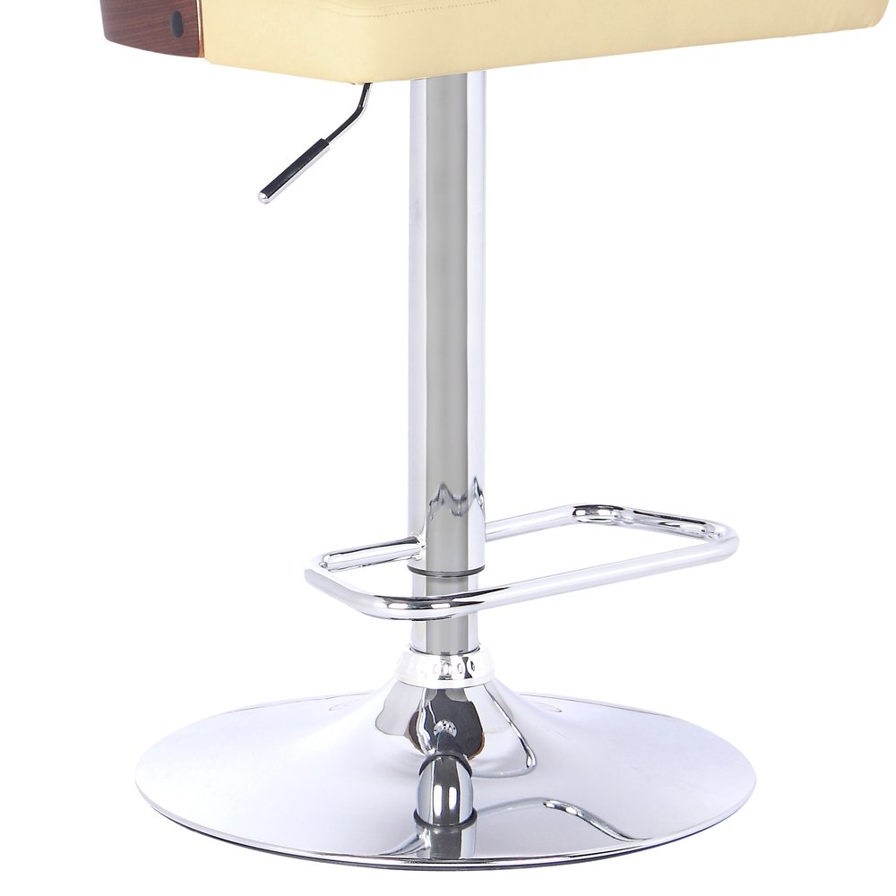 Cream And Silver Fabric And Iron Low Back Adjustable Height Bar Chair HomeRoots