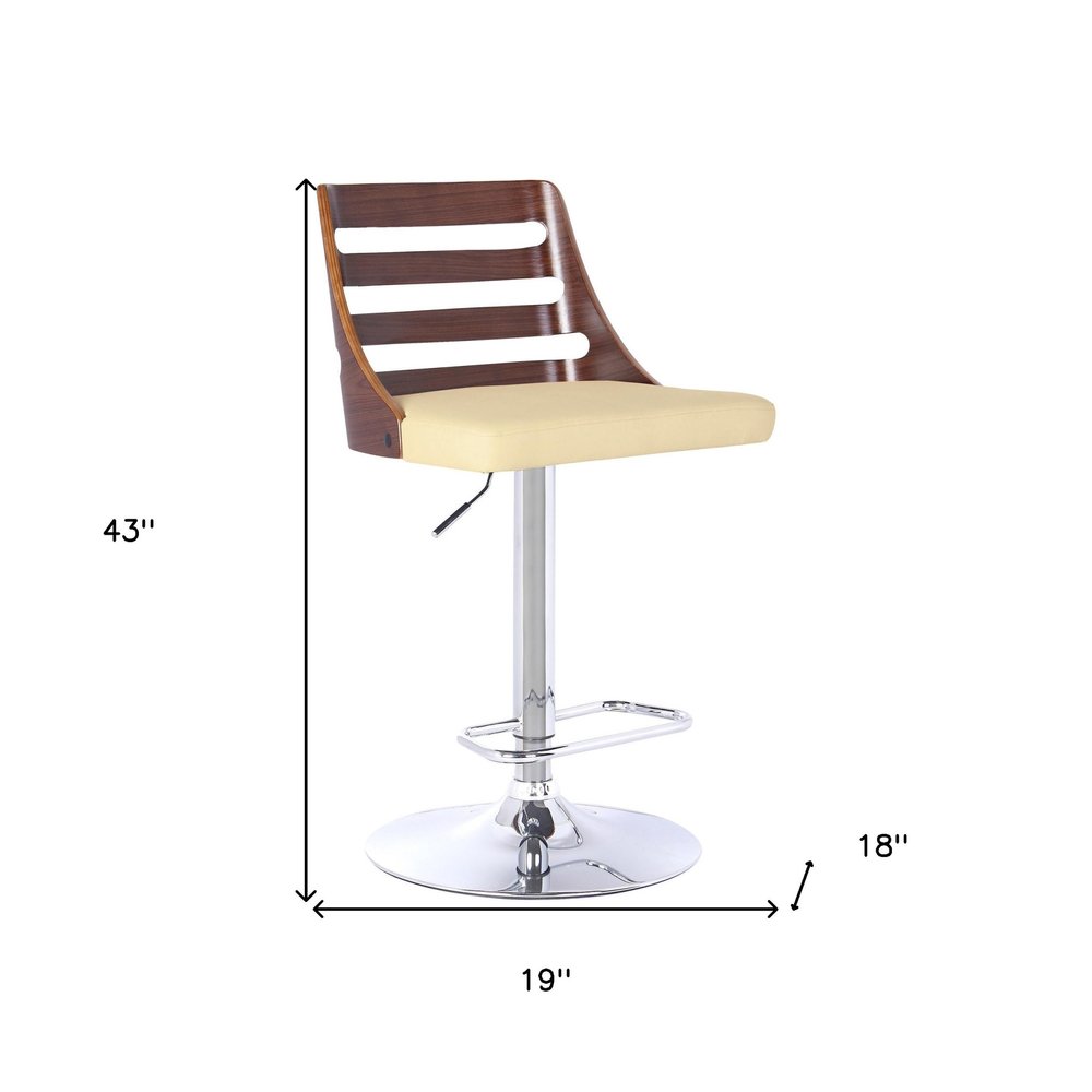 Cream And Silver Fabric And Iron Low Back Adjustable Height Bar Chair HomeRoots
