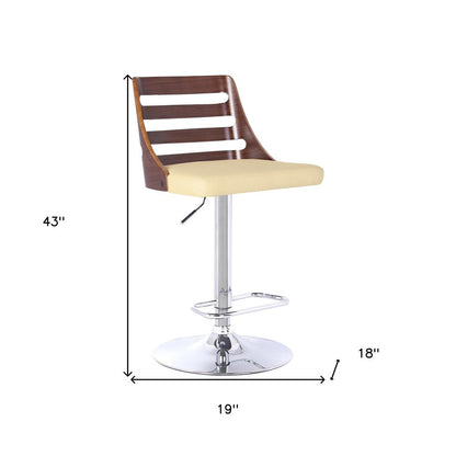 Cream And Silver Fabric And Iron Low Back Adjustable Height Bar Chair HomeRoots