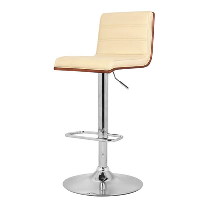 Cream And Silver Fabric And Iron Low Back Adjustable Height Swivel Bar Chair HomeRoots