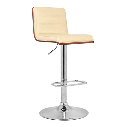 Cream And Silver Fabric And Iron Low Back Adjustable Height Swivel Bar Chair HomeRoots