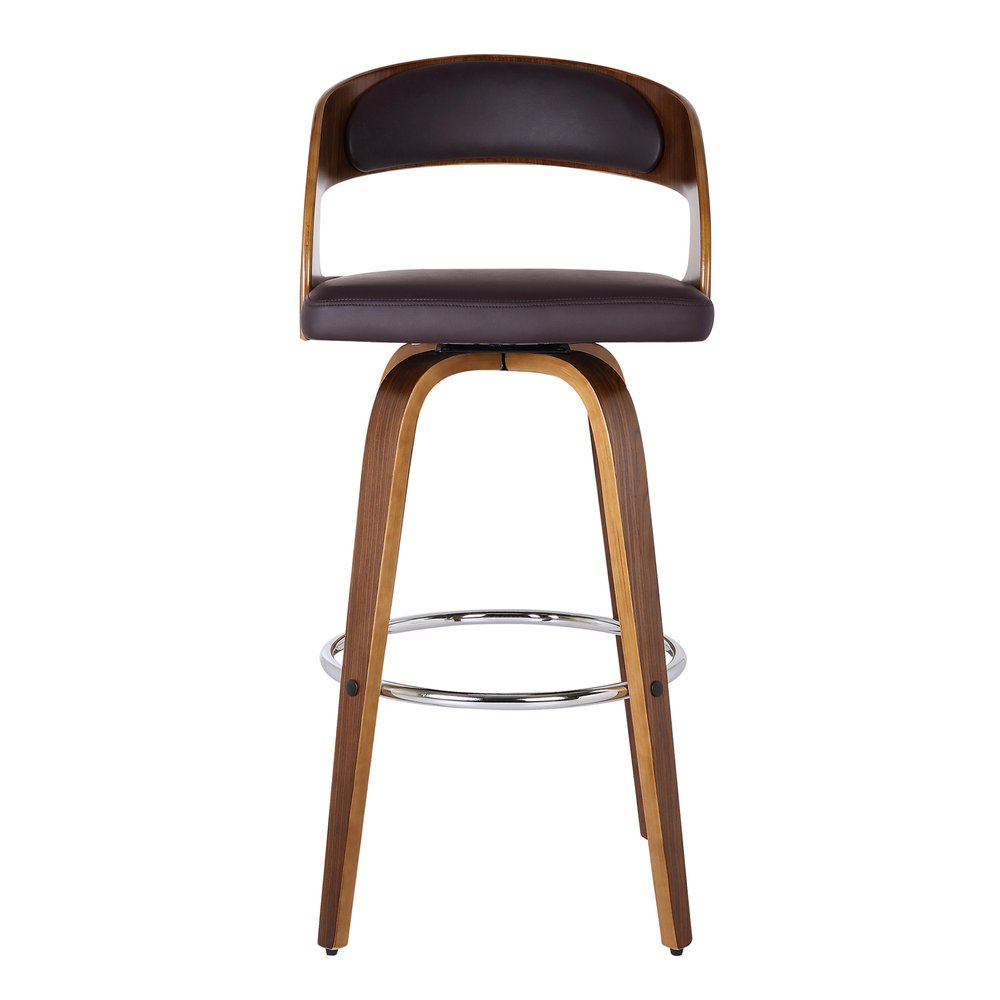 26" Brown Fabric And Solid Wood Low Back Counter Height Swivel Bar Chair HomeRoots