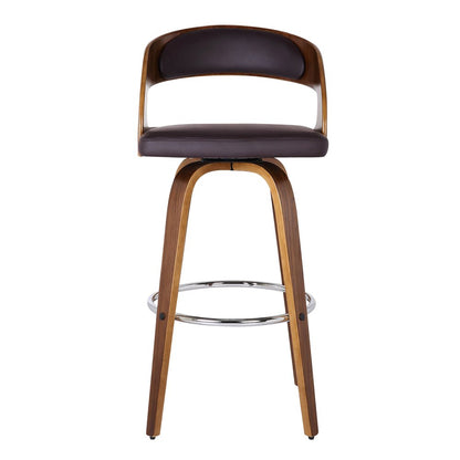 26" Brown Fabric And Solid Wood Low Back Counter Height Swivel Bar Chair HomeRoots
