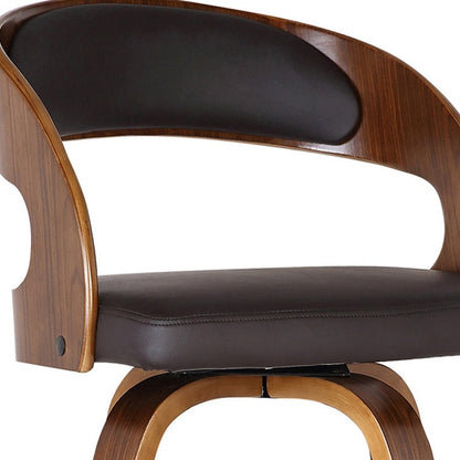 26" Brown Fabric And Solid Wood Low Back Counter Height Swivel Bar Chair HomeRoots