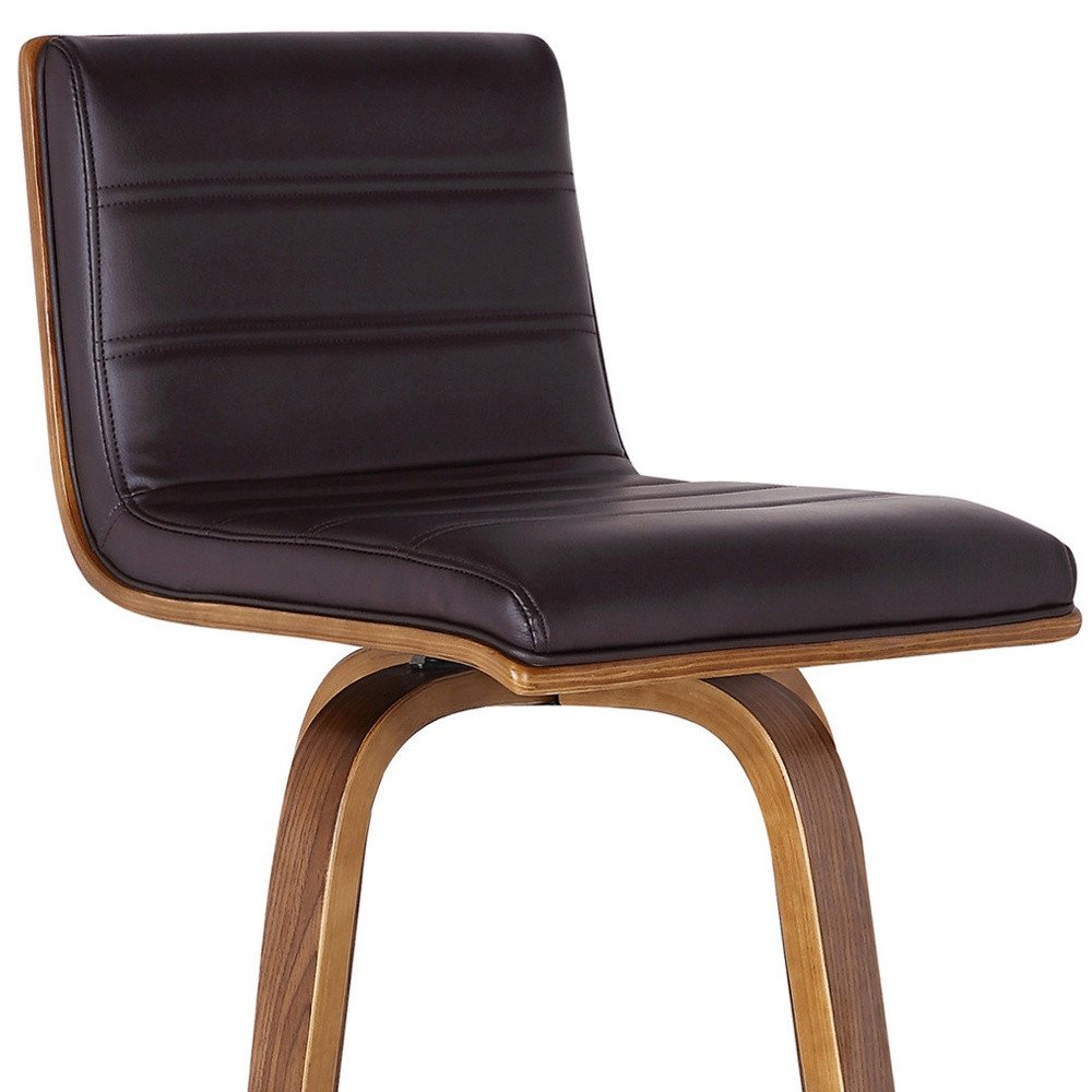 26" Brown Fabric And Solid Wood Low Back Counter Height Swivel Bar Chair HomeRoots