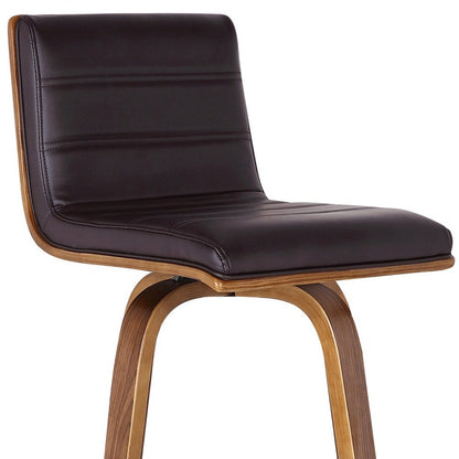 26" Brown Fabric And Solid Wood Low Back Counter Height Swivel Bar Chair HomeRoots