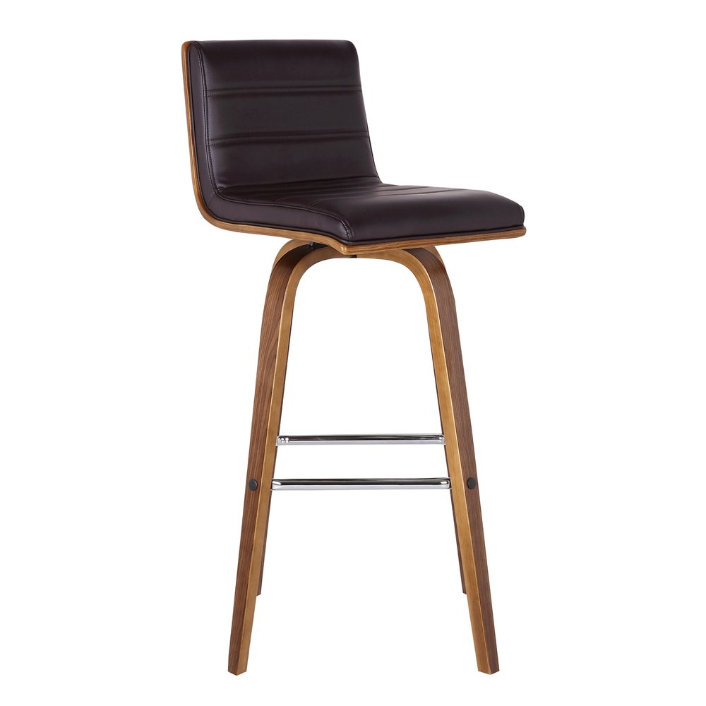 26" Brown Fabric And Solid Wood Low Back Counter Height Swivel Bar Chair HomeRoots