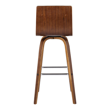 26" Brown Fabric And Solid Wood Low Back Counter Height Swivel Bar Chair HomeRoots