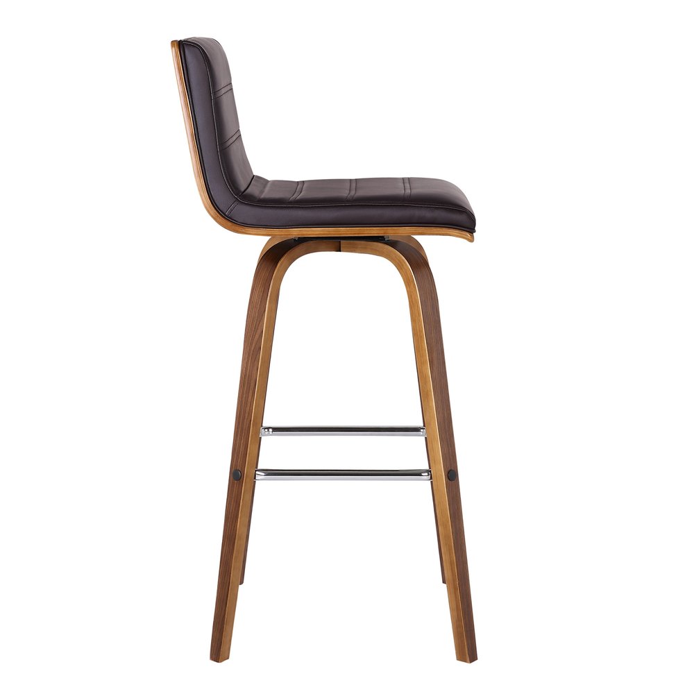 26" Brown Fabric And Solid Wood Low Back Counter Height Swivel Bar Chair HomeRoots