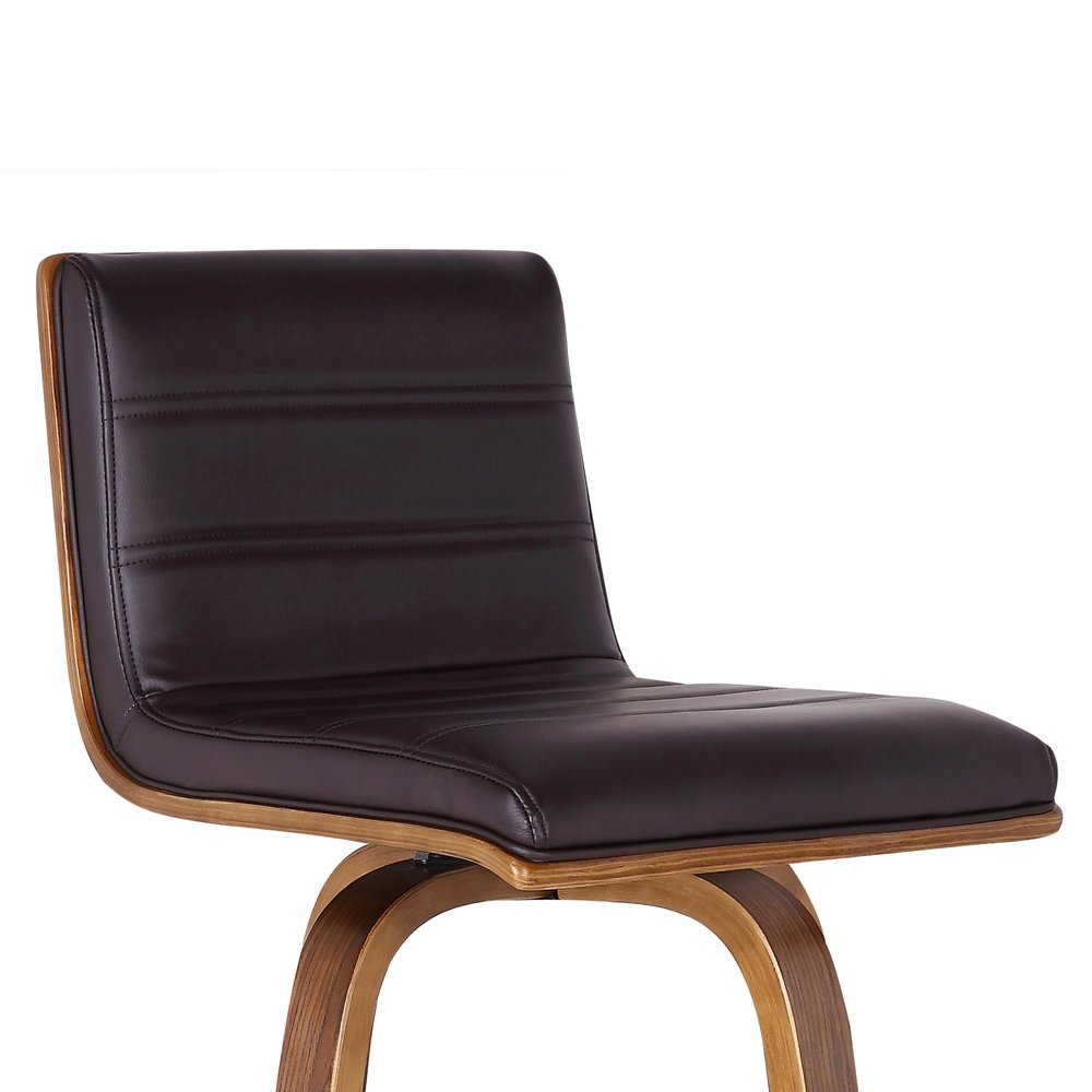 26" Brown Fabric And Solid Wood Low Back Counter Height Swivel Bar Chair HomeRoots