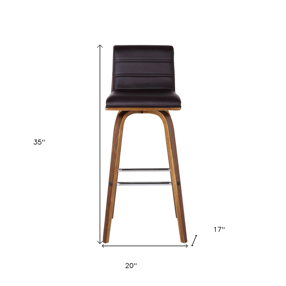 26" Brown Fabric And Solid Wood Low Back Counter Height Swivel Bar Chair HomeRoots