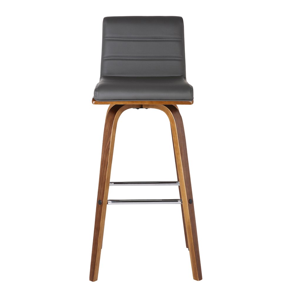 26" Gray And Brown Fabric And Solid Wood Low Back Counter Height Swivel Bar Chair HomeRoots