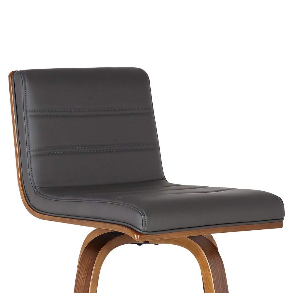 26" Gray And Brown Fabric And Solid Wood Low Back Counter Height Swivel Bar Chair HomeRoots