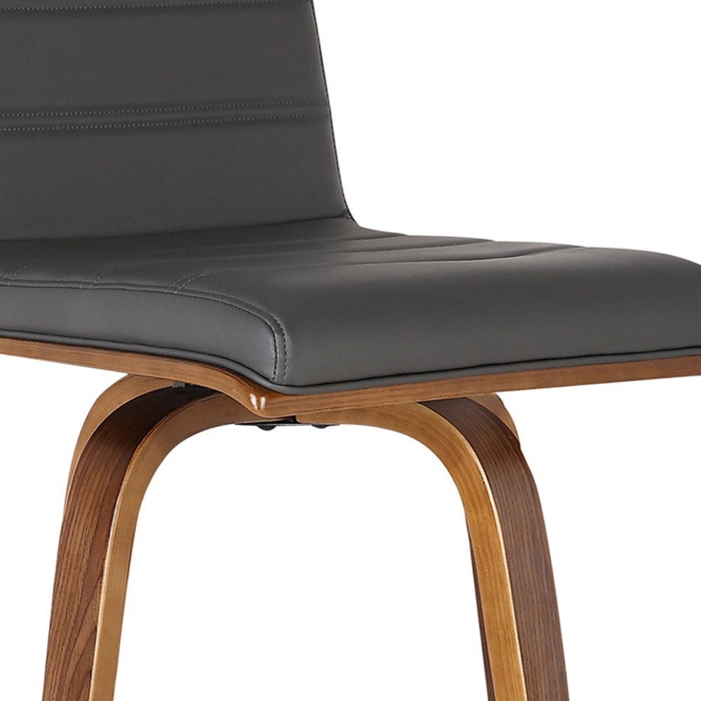 26" Gray And Brown Fabric And Solid Wood Low Back Counter Height Swivel Bar Chair HomeRoots