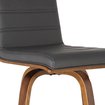 30" Gray And Brown Faux Leather And Solid Wood Low Back Bar Height Swivel Bar Chair HomeRoots