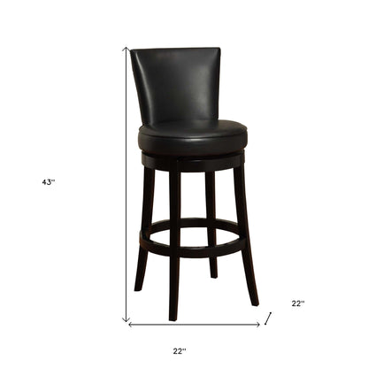 30" Black Solid Wood Swivel Bar Height Bar Chair