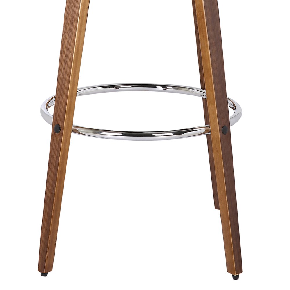 26" Brown Faux Leather And Fabric And Solid Wood Low Back Counter Height Swivel Bar Chair HomeRoots