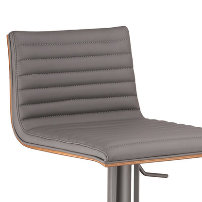 22" Gray Iron Swivel Low Back Adjustable Height Bar Chair HomeRoots