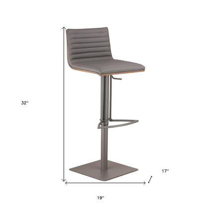 Gray Fabric And Iron Low Back Adjustable Height Swivel Bar Chair HomeRoots