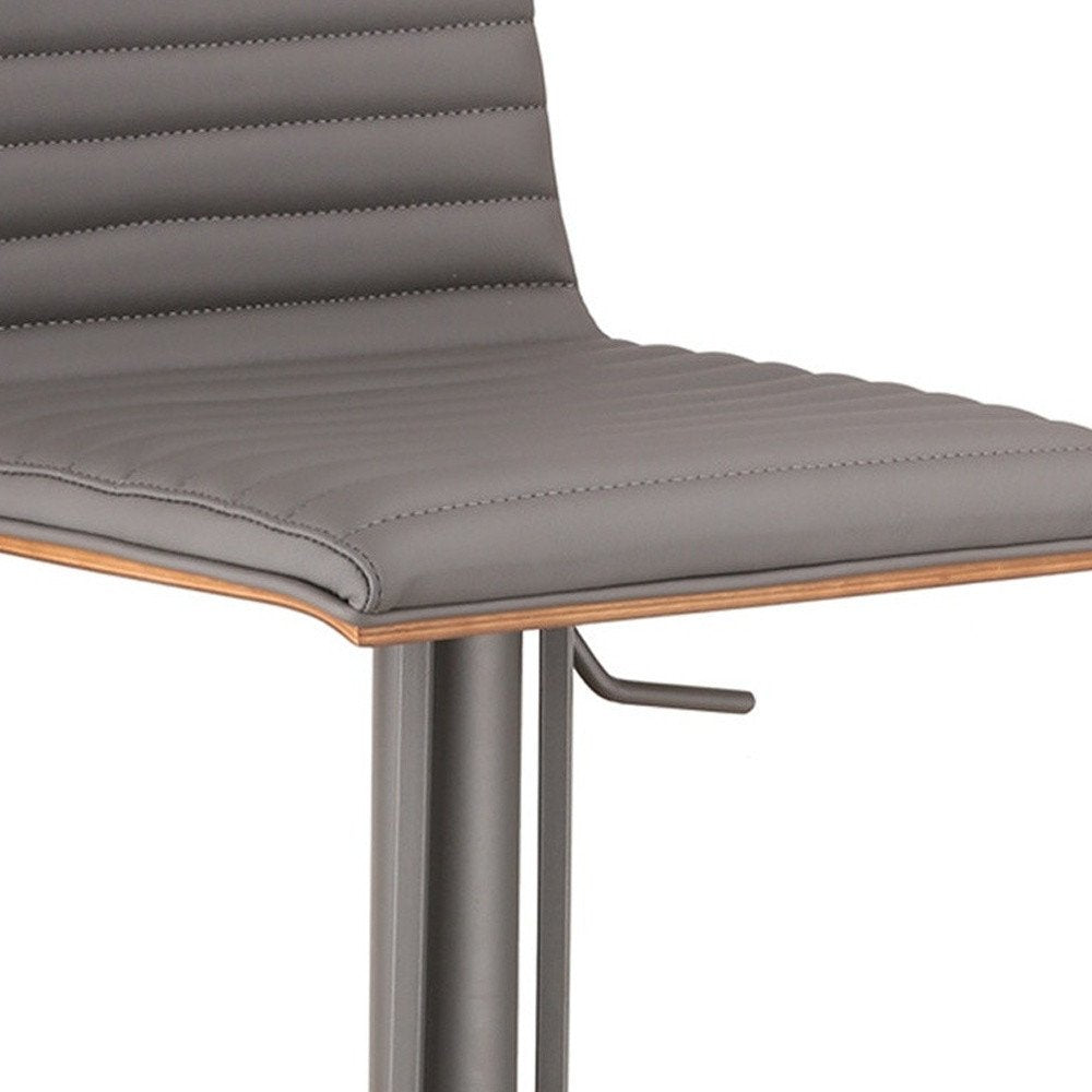22" Gray Iron Swivel Low Back Adjustable Height Bar Chair HomeRoots