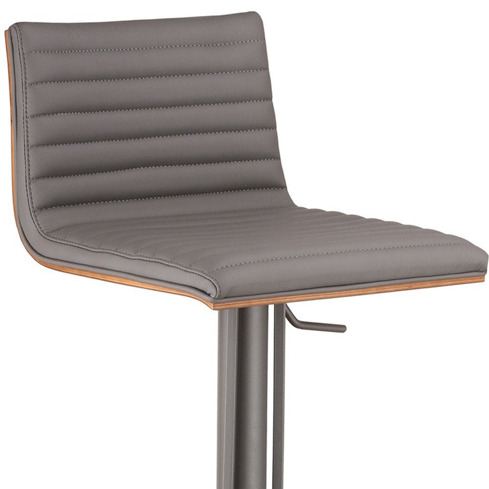 22" Gray Iron Swivel Low Back Adjustable Height Bar Chair HomeRoots