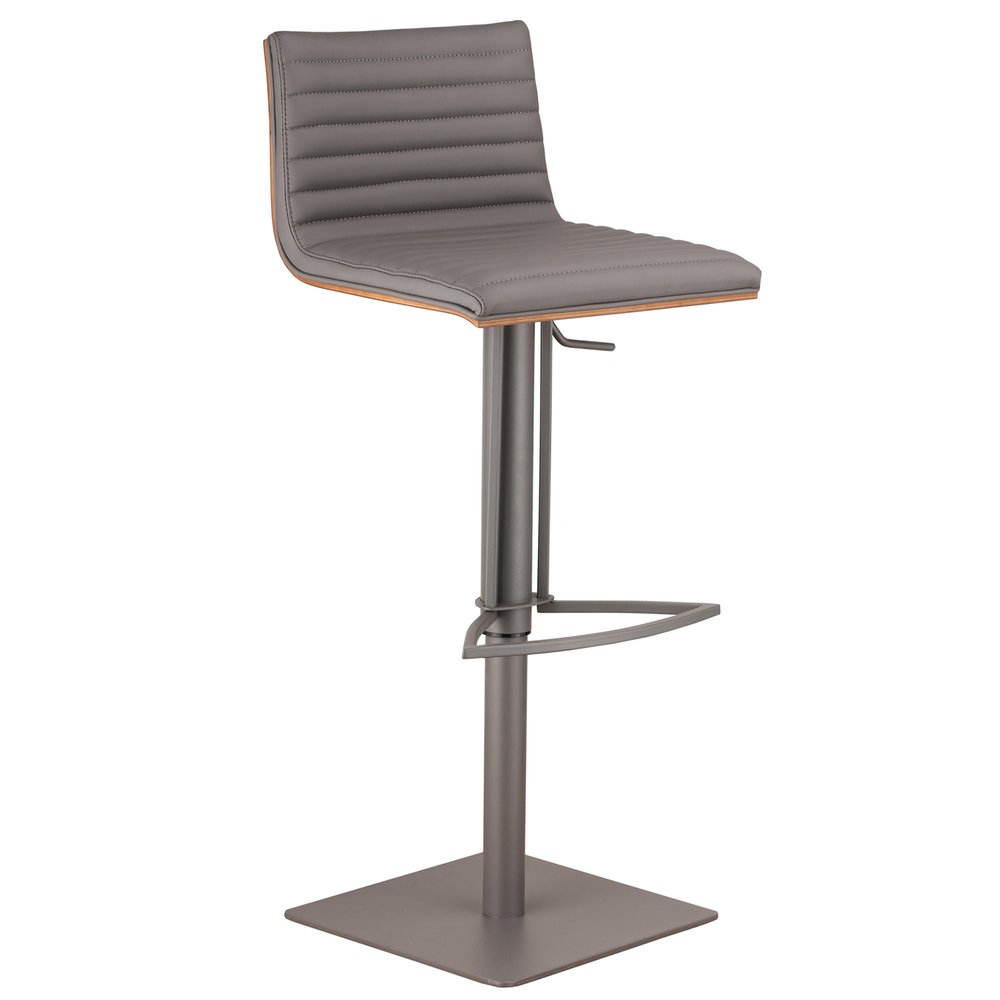 22" Gray Iron Swivel Low Back Adjustable Height Bar Chair HomeRoots