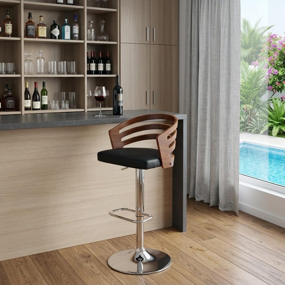 Black And Silver Fabric And Iron Low Back Adjustable Height Swivel Bar Chair HomeRoots