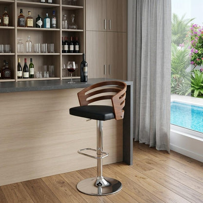 Black And Silver Fabric And Iron Low Back Adjustable Height Swivel Bar Chair HomeRoots