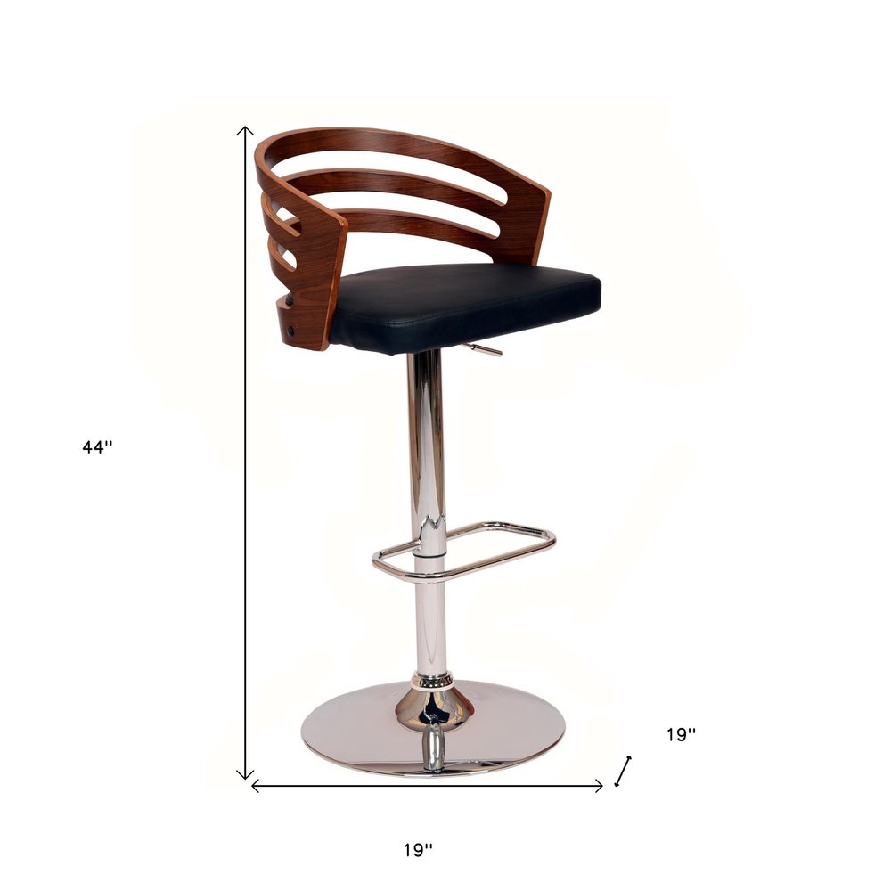 Black And Silver Fabric And Iron Low Back Adjustable Height Swivel Bar Chair HomeRoots